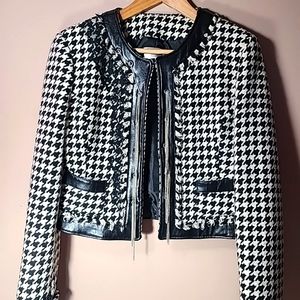Motivy Italian Short Wool Black/White Jacket, Size M